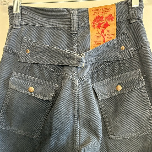 Kapital Blue Handed Corduroy Bush Pant. The color is a dark blue-gray. - Picture 5 of 11